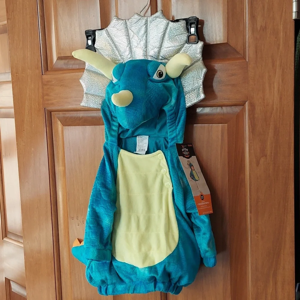 *🆕 Hyde & EEK! Blue Dinosaur Baby Pullover Triceratops Costume, 6-12 Months NEW